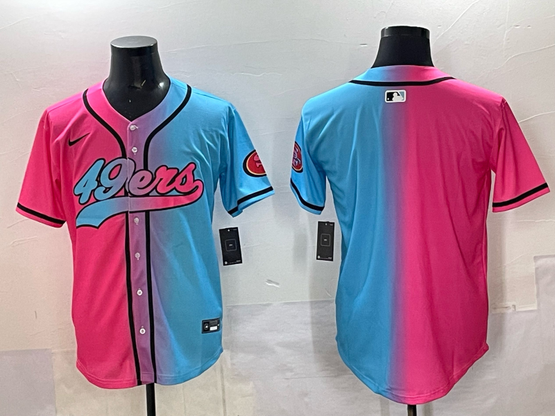 Men 2025 San Francisco 49ers blank Pink Blue pink Nike Limited NFL Jersey 0025